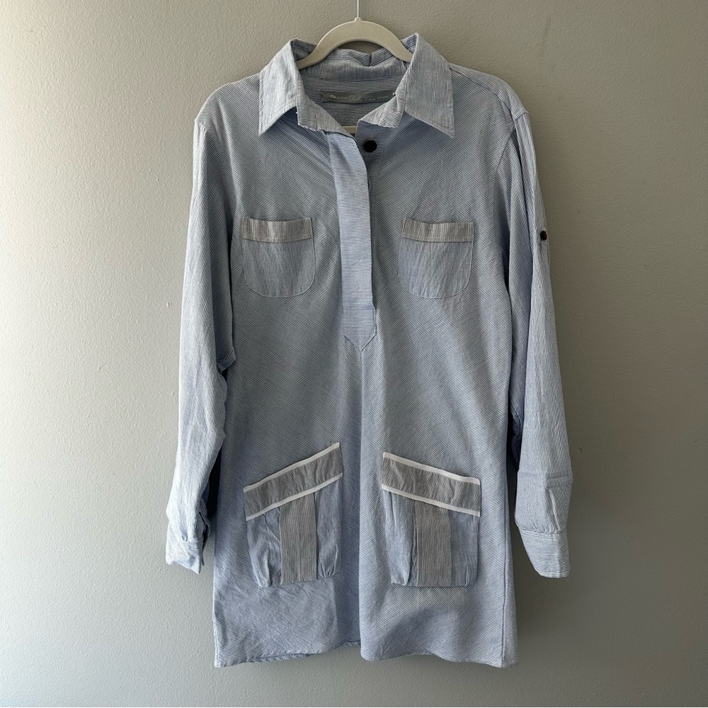 Anthropologie Dallin Chase (6) 100% Cotton Oxford Shirting in Blue, White, Gray